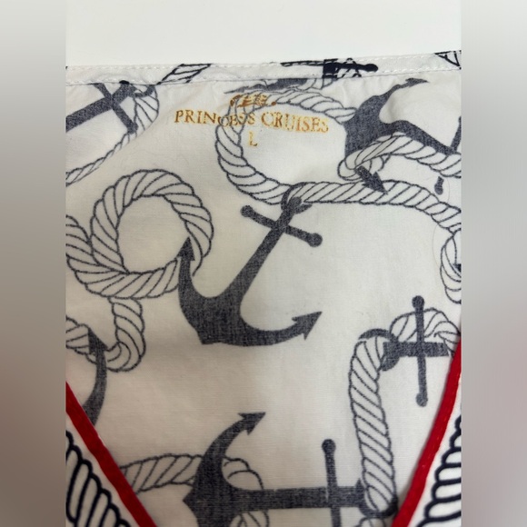 Princess Cruises anchors v-neck tunic size large L, nautical print top - Picture 10 of 14